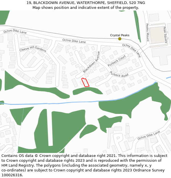 19, BLACKDOWN AVENUE, WATERTHORPE, SHEFFIELD, S20 7NG: Location map and indicative extent of plot