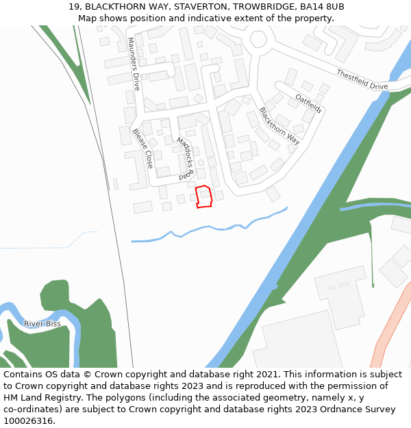 19, BLACKTHORN WAY, STAVERTON, TROWBRIDGE, BA14 8UB: Location map and indicative extent of plot