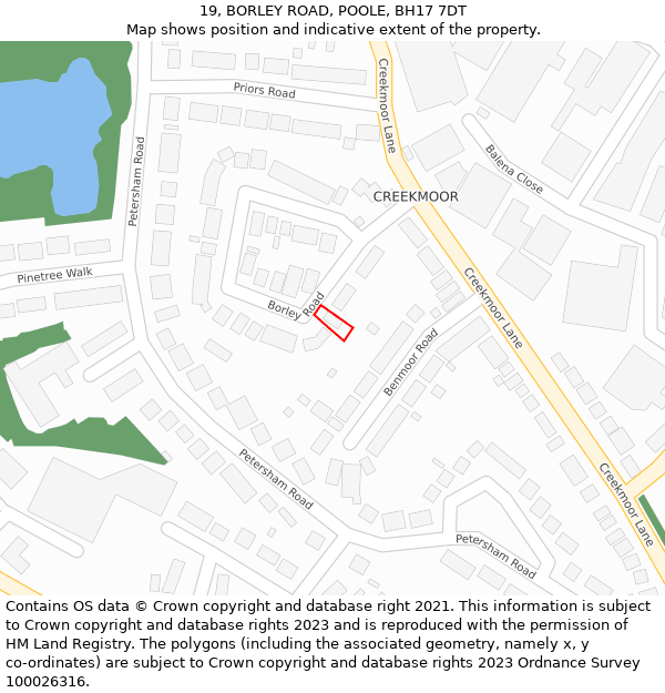 19, BORLEY ROAD, POOLE, BH17 7DT: Location map and indicative extent of plot