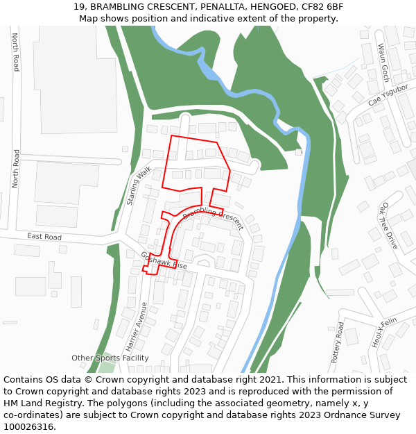 19, BRAMBLING CRESCENT, PENALLTA, HENGOED, CF82 6BF: Location map and indicative extent of plot