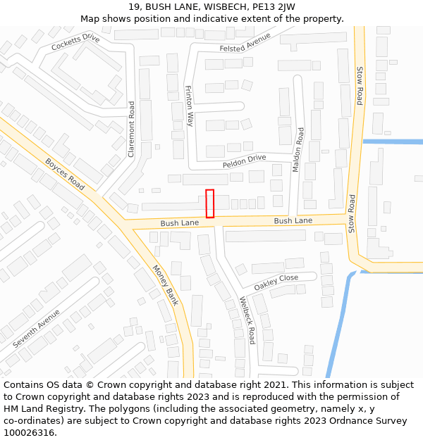 19, BUSH LANE, WISBECH, PE13 2JW: Location map and indicative extent of plot