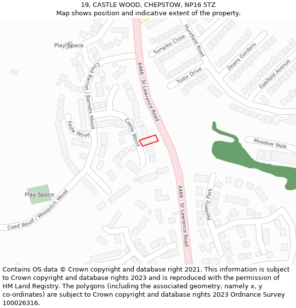 19, CASTLE WOOD, CHEPSTOW, NP16 5TZ: Location map and indicative extent of plot