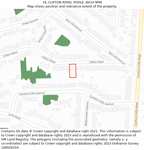 19, CLIFTON ROAD, POOLE, BH14 9PW: Location map and indicative extent of plot
