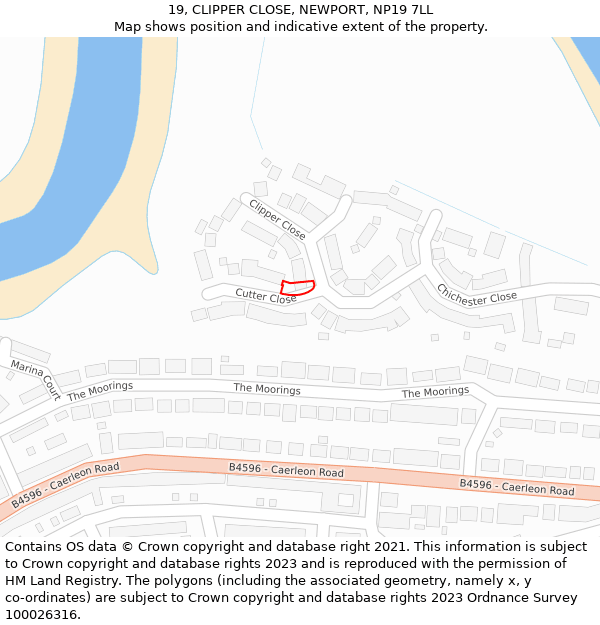 19, CLIPPER CLOSE, NEWPORT, NP19 7LL: Location map and indicative extent of plot