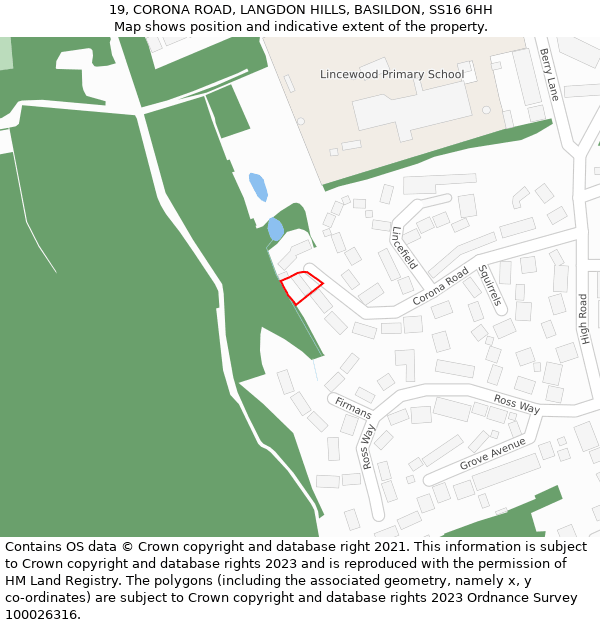 19, CORONA ROAD, LANGDON HILLS, BASILDON, SS16 6HH: Location map and indicative extent of plot