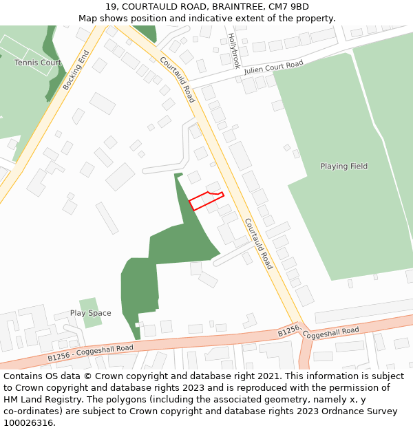 19, COURTAULD ROAD, BRAINTREE, CM7 9BD: Location map and indicative extent of plot