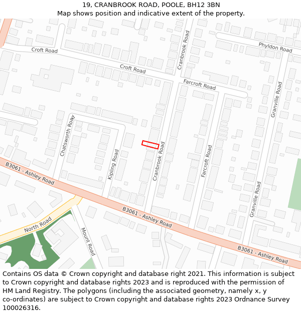 19, CRANBROOK ROAD, POOLE, BH12 3BN: Location map and indicative extent of plot