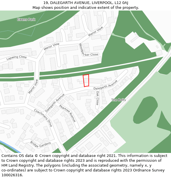 19, DALEGARTH AVENUE, LIVERPOOL, L12 0AJ: Location map and indicative extent of plot