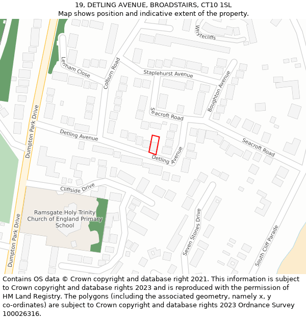 19, DETLING AVENUE, BROADSTAIRS, CT10 1SL: Location map and indicative extent of plot