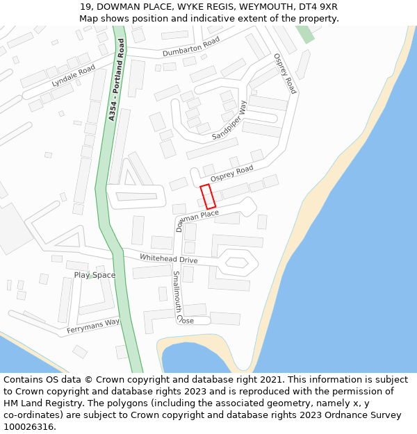 19, DOWMAN PLACE, WYKE REGIS, WEYMOUTH, DT4 9XR: Location map and indicative extent of plot