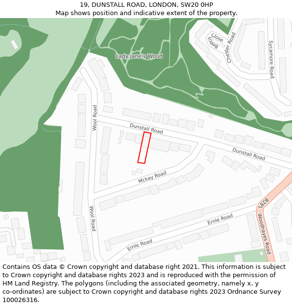 19, DUNSTALL ROAD, LONDON, SW20 0HP: Location map and indicative extent of plot