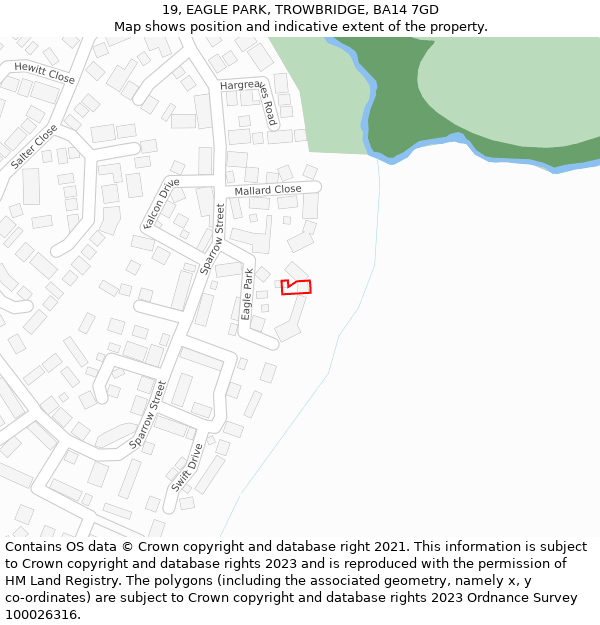 19, EAGLE PARK, TROWBRIDGE, BA14 7GD: Location map and indicative extent of plot