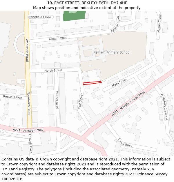 19, EAST STREET, BEXLEYHEATH, DA7 4HP: Location map and indicative extent of plot