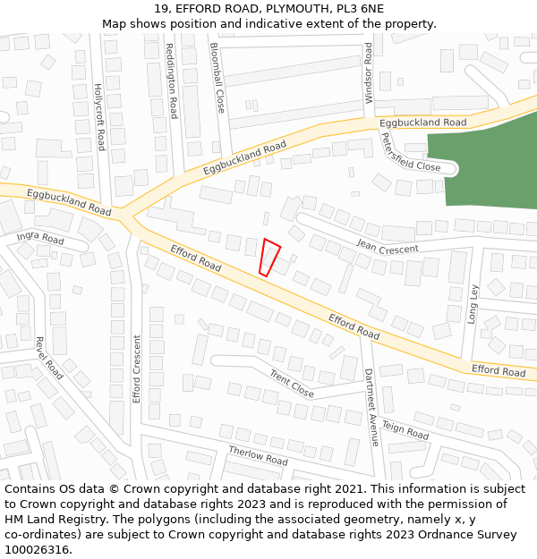 19, EFFORD ROAD, PLYMOUTH, PL3 6NE: Location map and indicative extent of plot