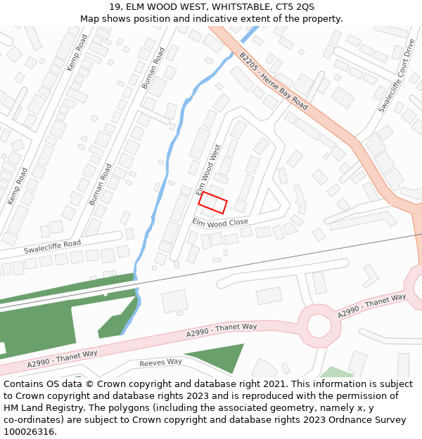 19, ELM WOOD WEST, WHITSTABLE, CT5 2QS: Location map and indicative extent of plot