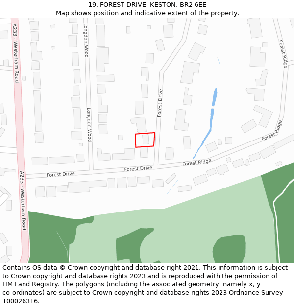 19, FOREST DRIVE, KESTON, BR2 6EE: Location map and indicative extent of plot