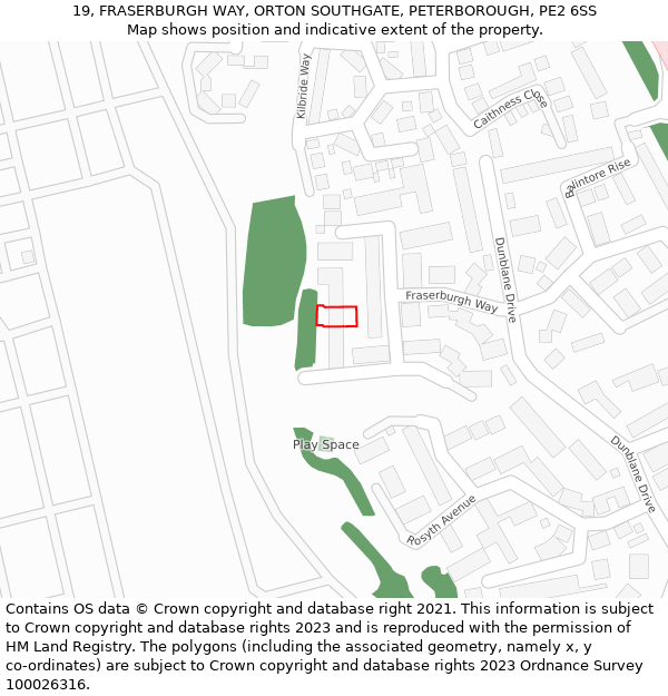 19, FRASERBURGH WAY, ORTON SOUTHGATE, PETERBOROUGH, PE2 6SS: Location map and indicative extent of plot
