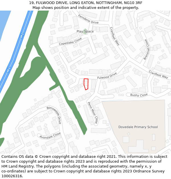 19, FULWOOD DRIVE, LONG EATON, NOTTINGHAM, NG10 3RF: Location map and indicative extent of plot