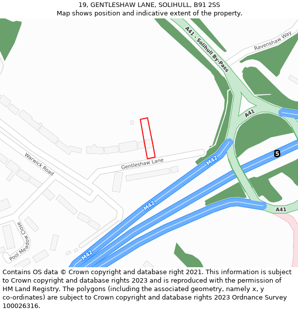 19, GENTLESHAW LANE, SOLIHULL, B91 2SS: Location map and indicative extent of plot