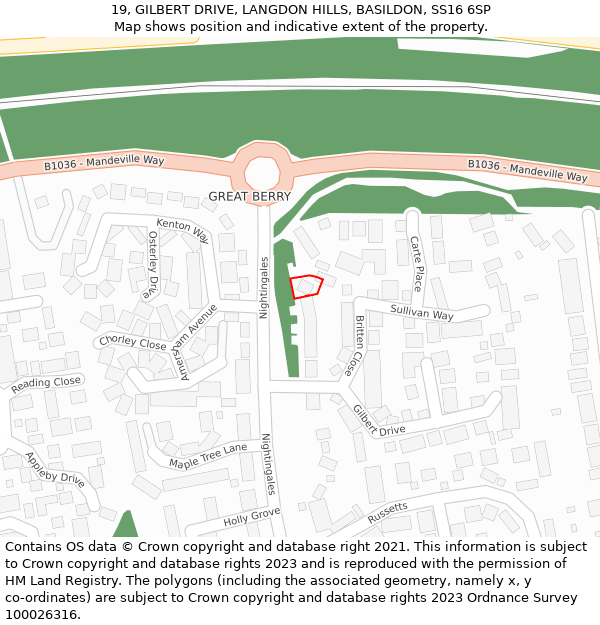 19, GILBERT DRIVE, LANGDON HILLS, BASILDON, SS16 6SP: Location map and indicative extent of plot