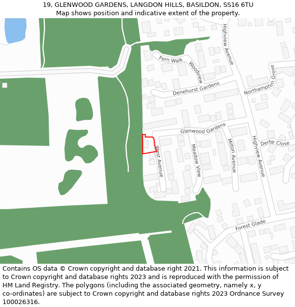 19, GLENWOOD GARDENS, LANGDON HILLS, BASILDON, SS16 6TU: Location map and indicative extent of plot