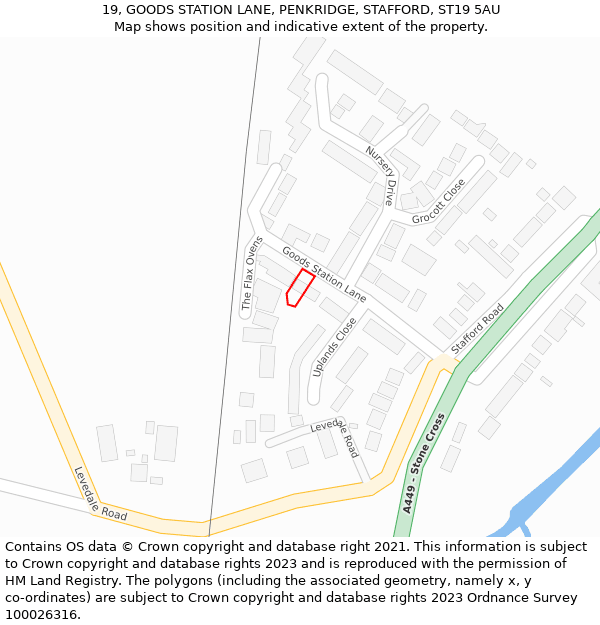 19, GOODS STATION LANE, PENKRIDGE, STAFFORD, ST19 5AU: Location map and indicative extent of plot