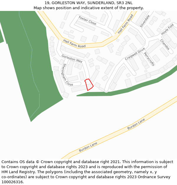 19, GORLESTON WAY, SUNDERLAND, SR3 2NL: Location map and indicative extent of plot