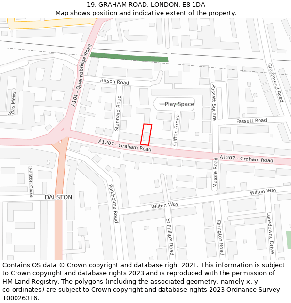 19, GRAHAM ROAD, LONDON, E8 1DA: Location map and indicative extent of plot
