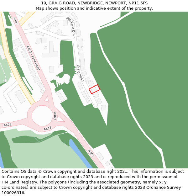 19, GRAIG ROAD, NEWBRIDGE, NEWPORT, NP11 5FS: Location map and indicative extent of plot