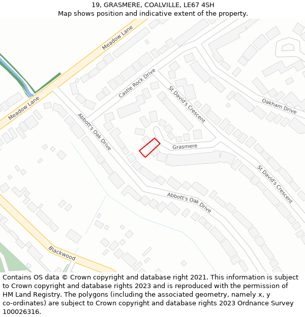 19, GRASMERE, COALVILLE, LE67 4SH: Location map and indicative extent of plot