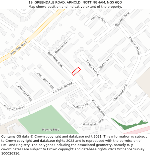 19, GREENDALE ROAD, ARNOLD, NOTTINGHAM, NG5 6QD: Location map and indicative extent of plot