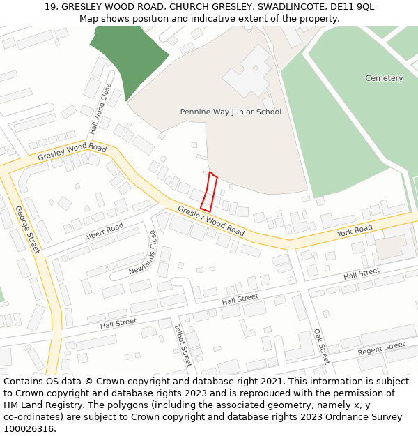 19, GRESLEY WOOD ROAD, CHURCH GRESLEY, SWADLINCOTE, DE11 9QL: Location map and indicative extent of plot