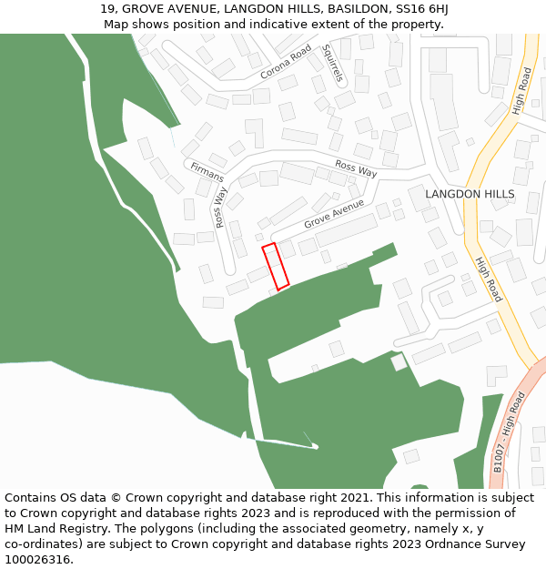 19, GROVE AVENUE, LANGDON HILLS, BASILDON, SS16 6HJ: Location map and indicative extent of plot