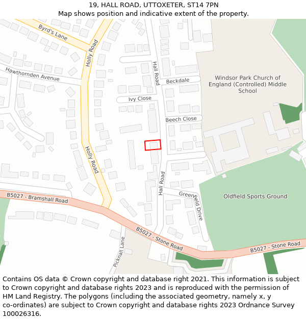 19, HALL ROAD, UTTOXETER, ST14 7PN: Location map and indicative extent of plot