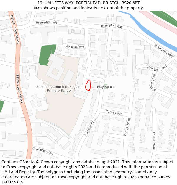 19, HALLETTS WAY, PORTISHEAD, BRISTOL, BS20 6BT: Location map and indicative extent of plot