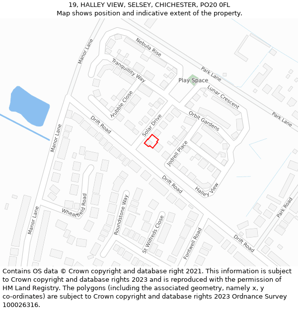 19, HALLEY VIEW, SELSEY, CHICHESTER, PO20 0FL: Location map and indicative extent of plot