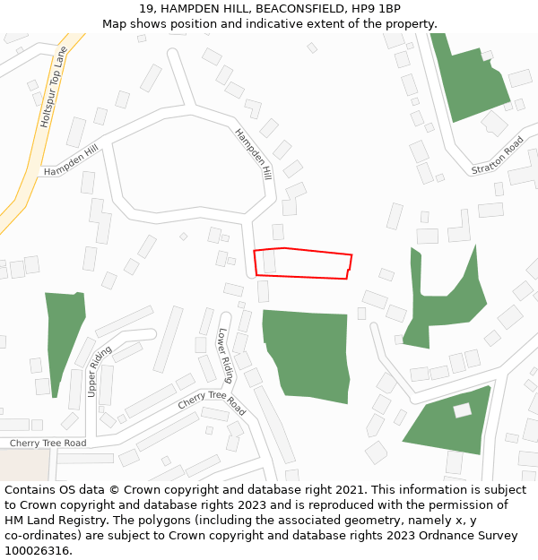 19, HAMPDEN HILL, BEACONSFIELD, HP9 1BP: Location map and indicative extent of plot