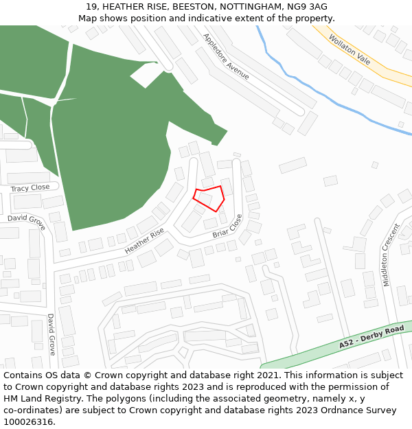 19, HEATHER RISE, BEESTON, NOTTINGHAM, NG9 3AG: Location map and indicative extent of plot