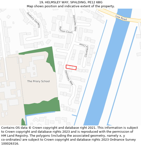 19, HELMSLEY WAY, SPALDING, PE12 6BG: Location map and indicative extent of plot