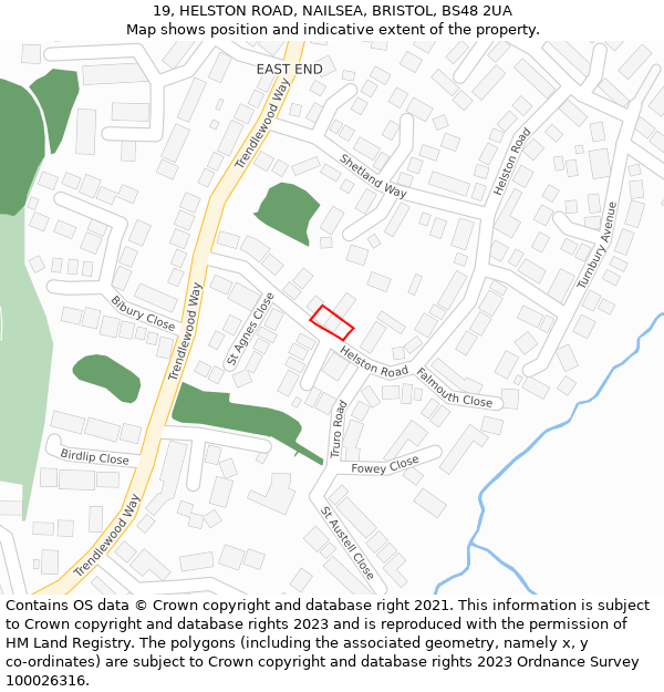 19, HELSTON ROAD, NAILSEA, BRISTOL, BS48 2UA: Location map and indicative extent of plot
