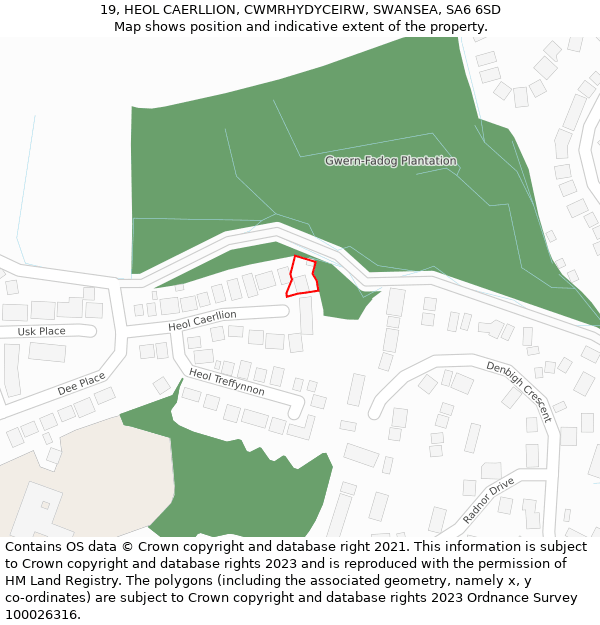 19, HEOL CAERLLION, CWMRHYDYCEIRW, SWANSEA, SA6 6SD: Location map and indicative extent of plot