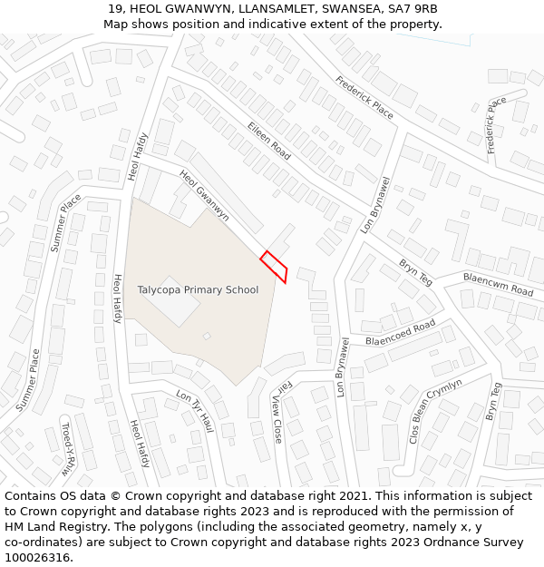 19, HEOL GWANWYN, LLANSAMLET, SWANSEA, SA7 9RB: Location map and indicative extent of plot