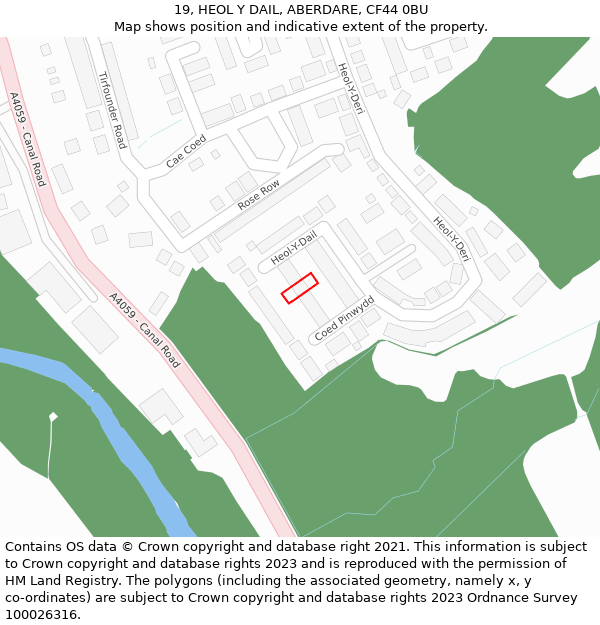 19, HEOL Y DAIL, ABERDARE, CF44 0BU: Location map and indicative extent of plot