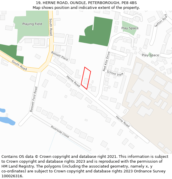 19, HERNE ROAD, OUNDLE, PETERBOROUGH, PE8 4BS: Location map and indicative extent of plot