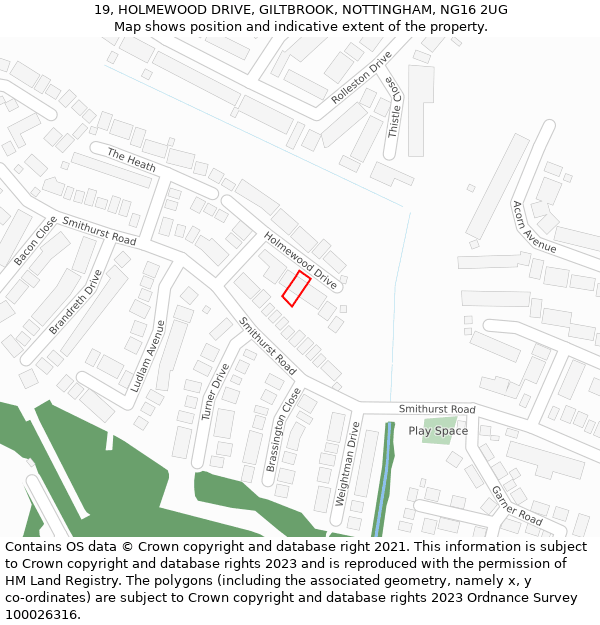 19, HOLMEWOOD DRIVE, GILTBROOK, NOTTINGHAM, NG16 2UG: Location map and indicative extent of plot