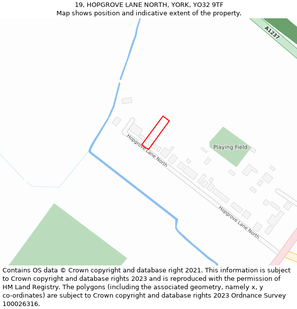 19, HOPGROVE LANE NORTH, YORK, YO32 9TF: Location map and indicative extent of plot