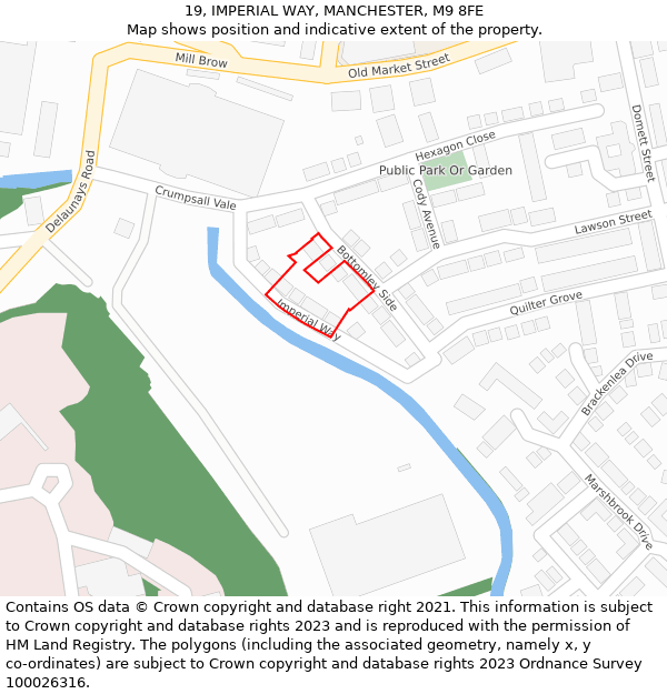 19, IMPERIAL WAY, MANCHESTER, M9 8FE: Location map and indicative extent of plot