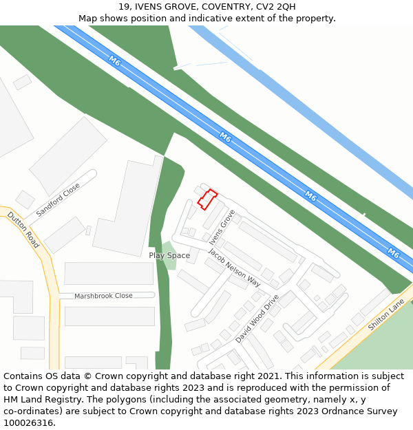 19, IVENS GROVE, COVENTRY, CV2 2QH: Location map and indicative extent of plot