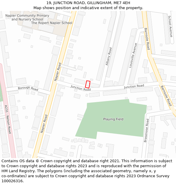 19, JUNCTION ROAD, GILLINGHAM, ME7 4EH: Location map and indicative extent of plot