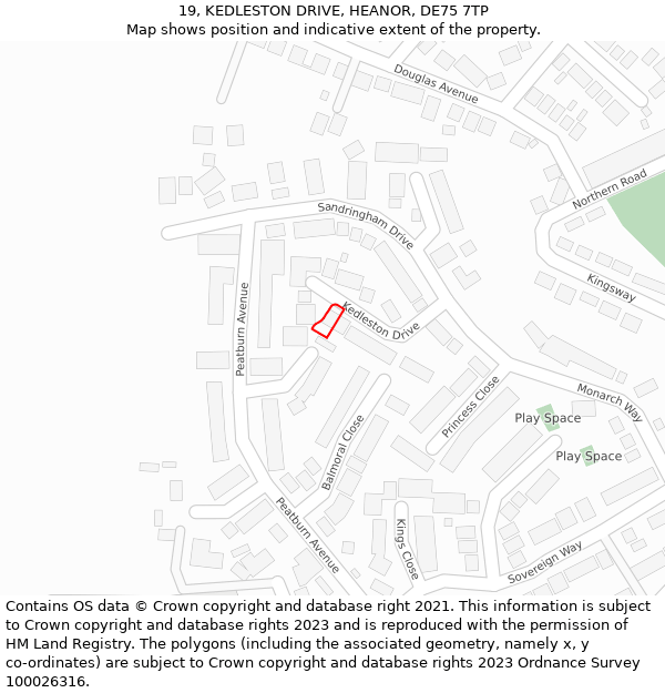 19, KEDLESTON DRIVE, HEANOR, DE75 7TP: Location map and indicative extent of plot